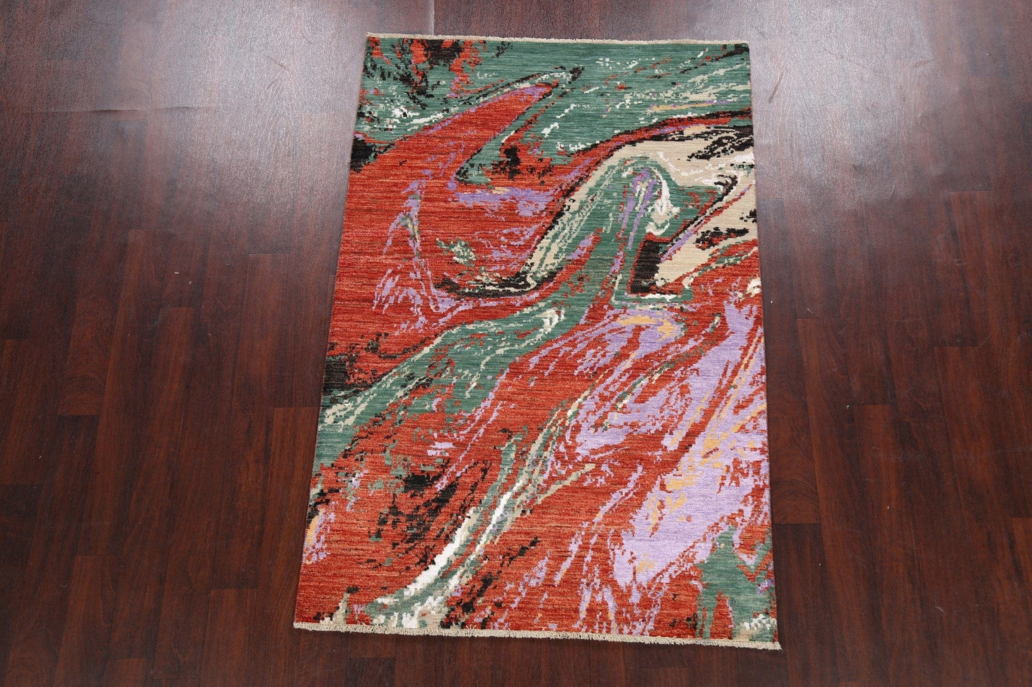 Vegetable Dye Contemporary Abstract Oriental Area Rug 4x6