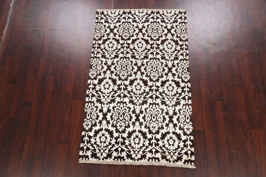 Vegetable Dye Damask Style Abstract Oriental Area Rug 4x6