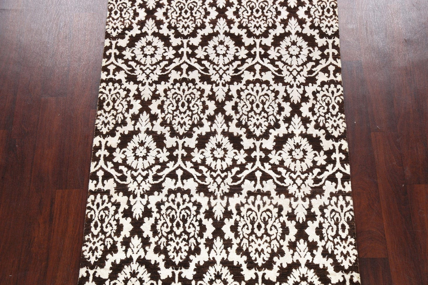 Vegetable Dye Damask Style Abstract Oriental Area Rug 4x6