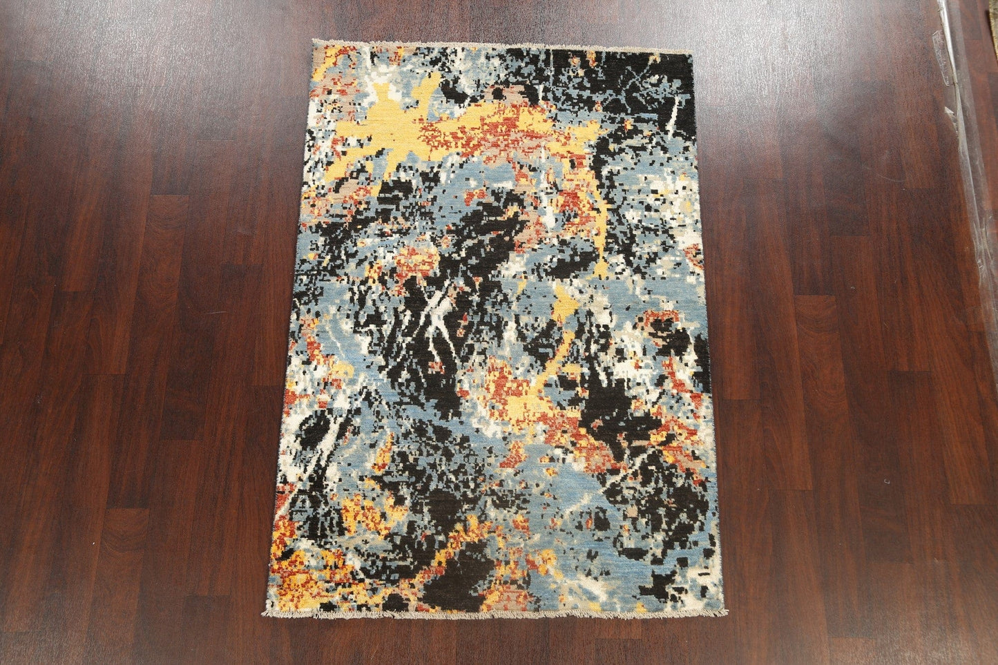 Vegetable Dye Contemporary Abstract Oriental Area Rug 4x6