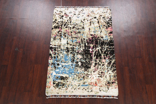 Vegetable Dye Contemporary Abstract Oriental Area Rug 4x6