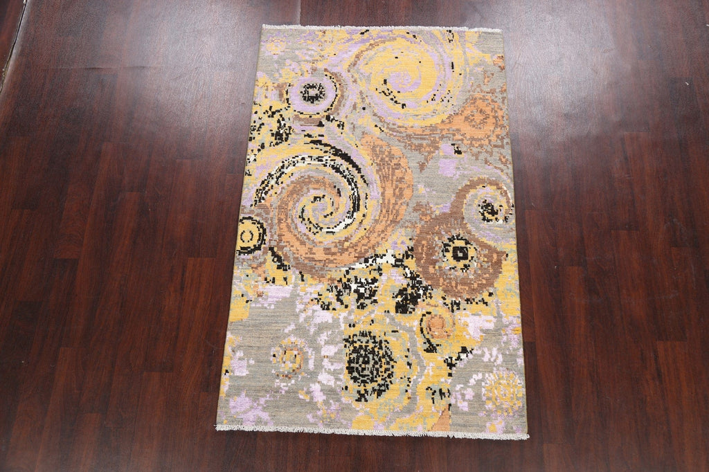 Vegetable Dye Contemporary Abstract Oriental Area Rug 4x6