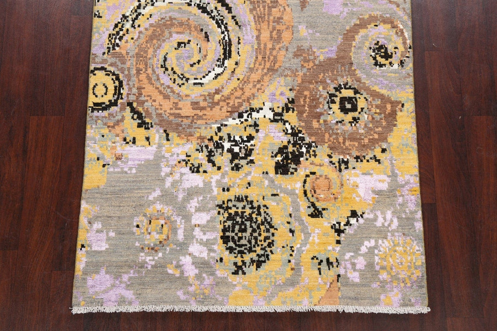 Vegetable Dye Contemporary Abstract Oriental Area Rug 4x6