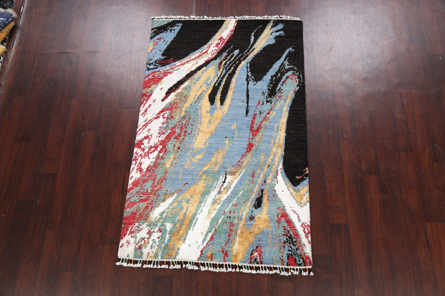 Vegetable Dye Contemporary Abstract Oriental Area Rug 4x6