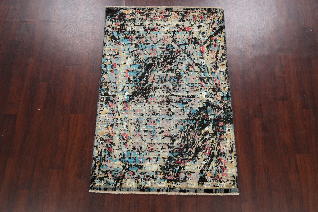 Vegetable Dye Contemporary Abstract Oriental Area Rug 4x6