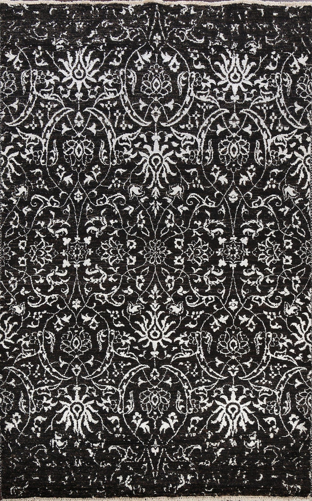 Vegetable Dye Damask Style Abstract Oriental Area Rug 4x6