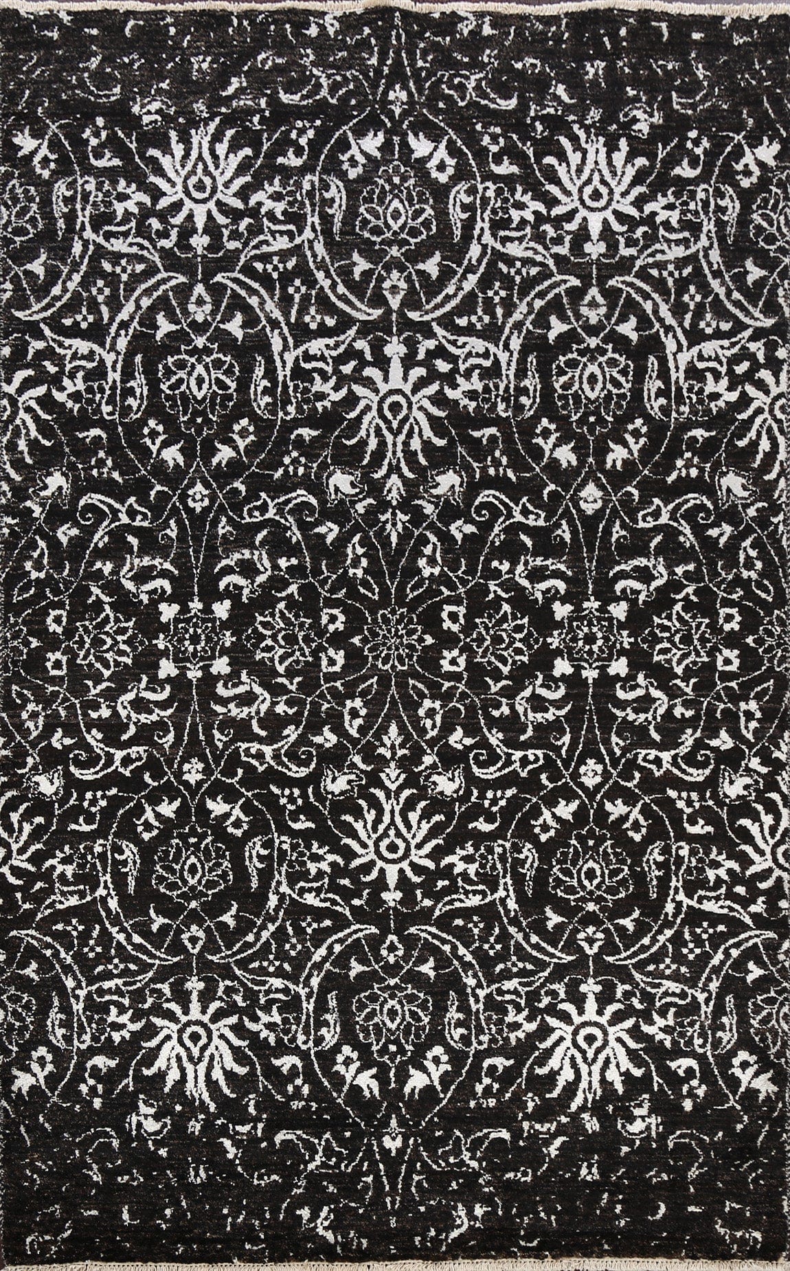 Vegetable Dye Damask Style Abstract Oriental Area Rug 4x6