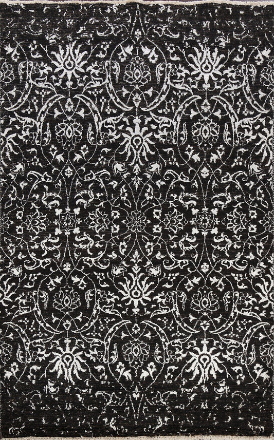 Vegetable Dye Damask Style Abstract Oriental Area Rug 4x6