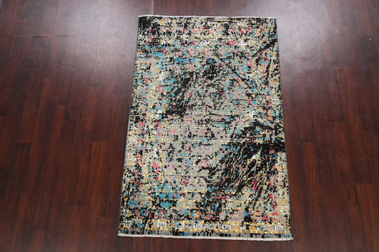 Vegetable Dye Contemporary Abstract Oriental Area Rug 4x6