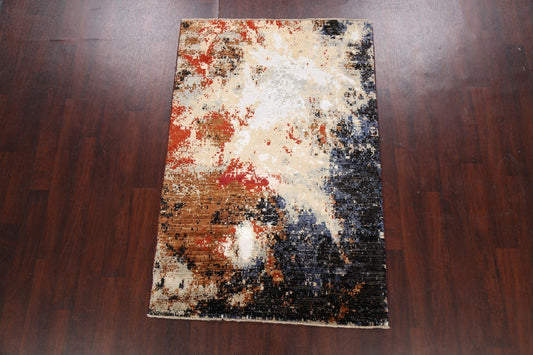 Vegetable Dye Contemporary Abstract Oriental Area Rug 4x6