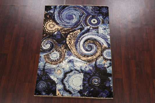 Vegetable Dye Contemporary Abstract Oriental Area Rug 4x6