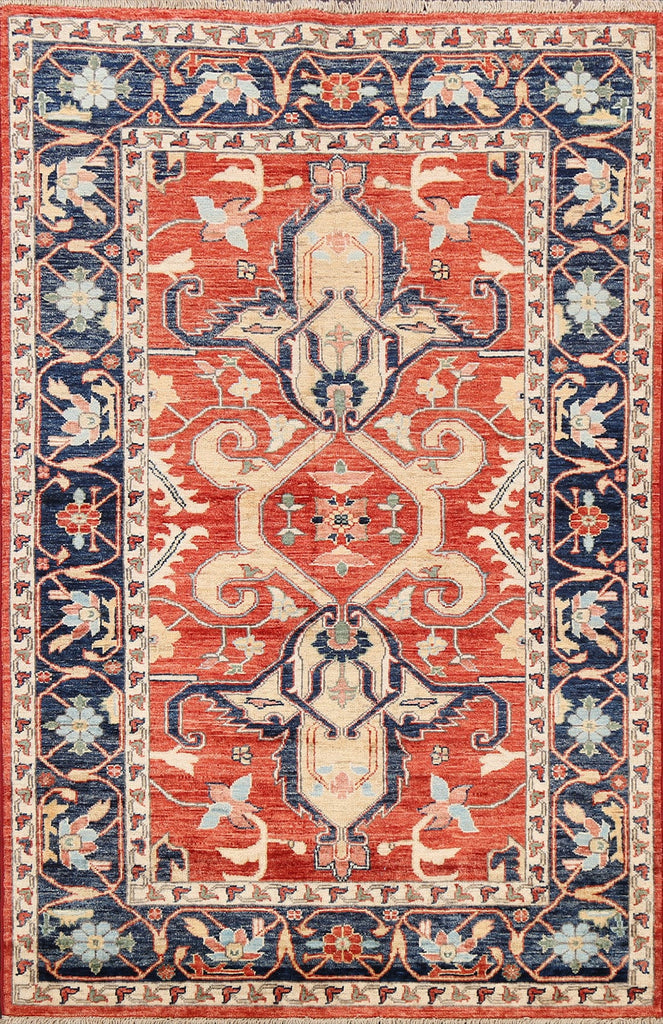 Geometric Kazak Oriental Area Rug 4x6