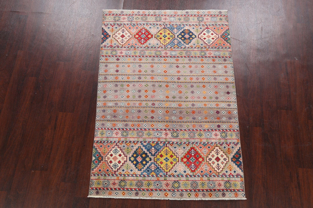 Geometric Kazak Oriental Area Rug 4x6