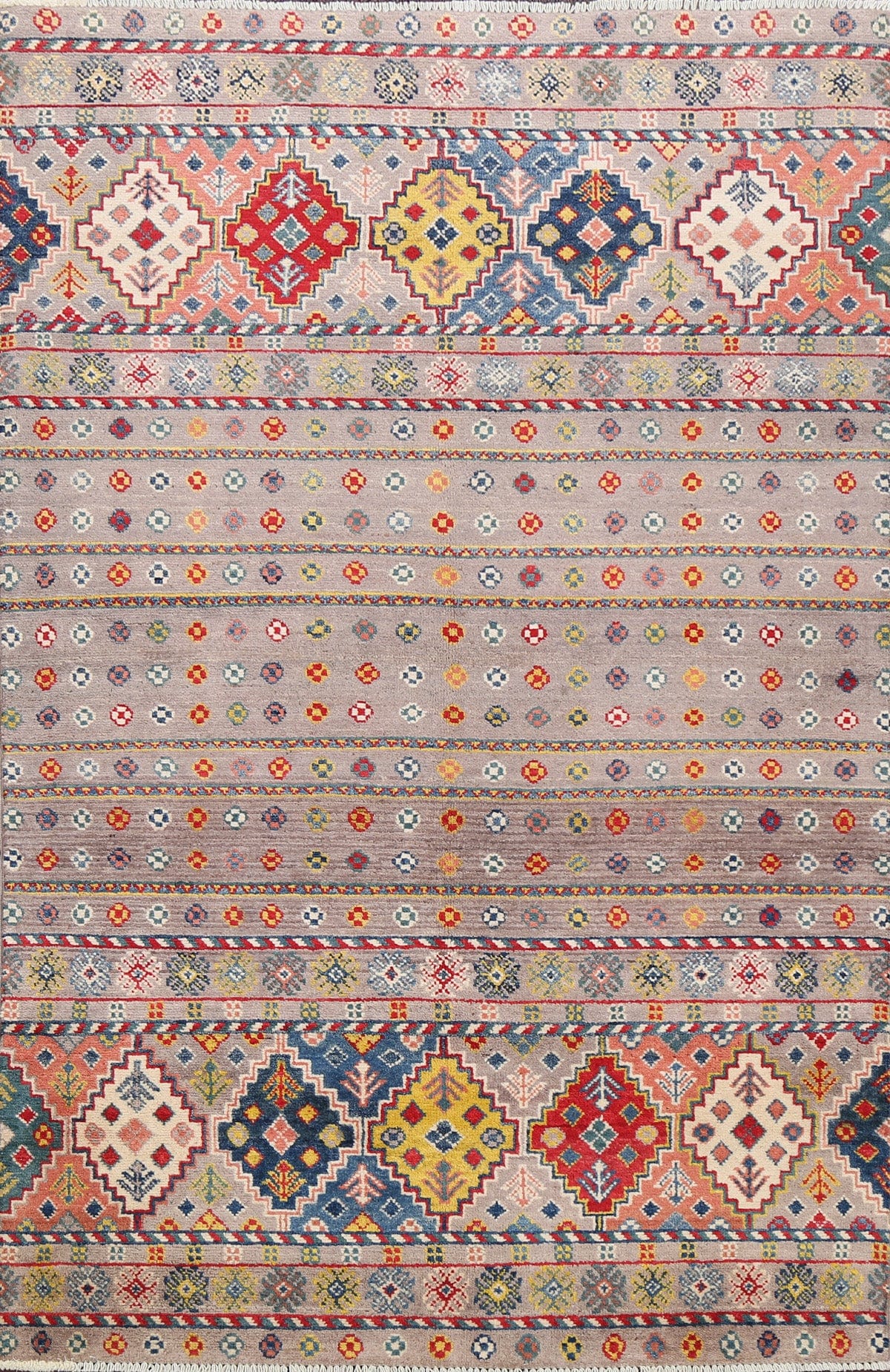 Geometric Kazak Oriental Area Rug 4x6