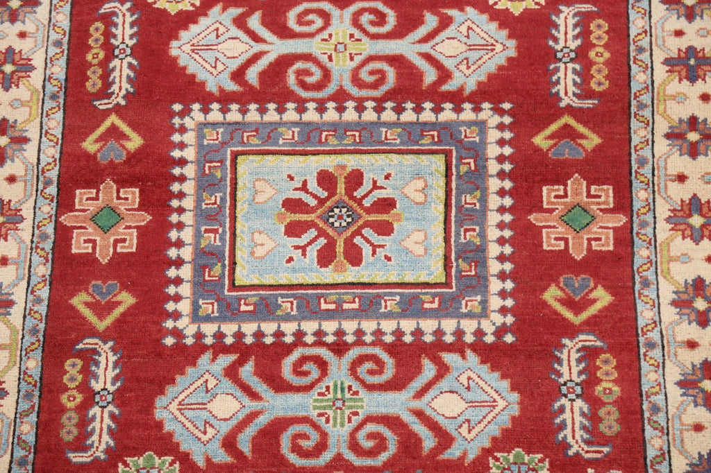 Vegetable Dye Geometric Kazak Oriental Area Rug 4x6