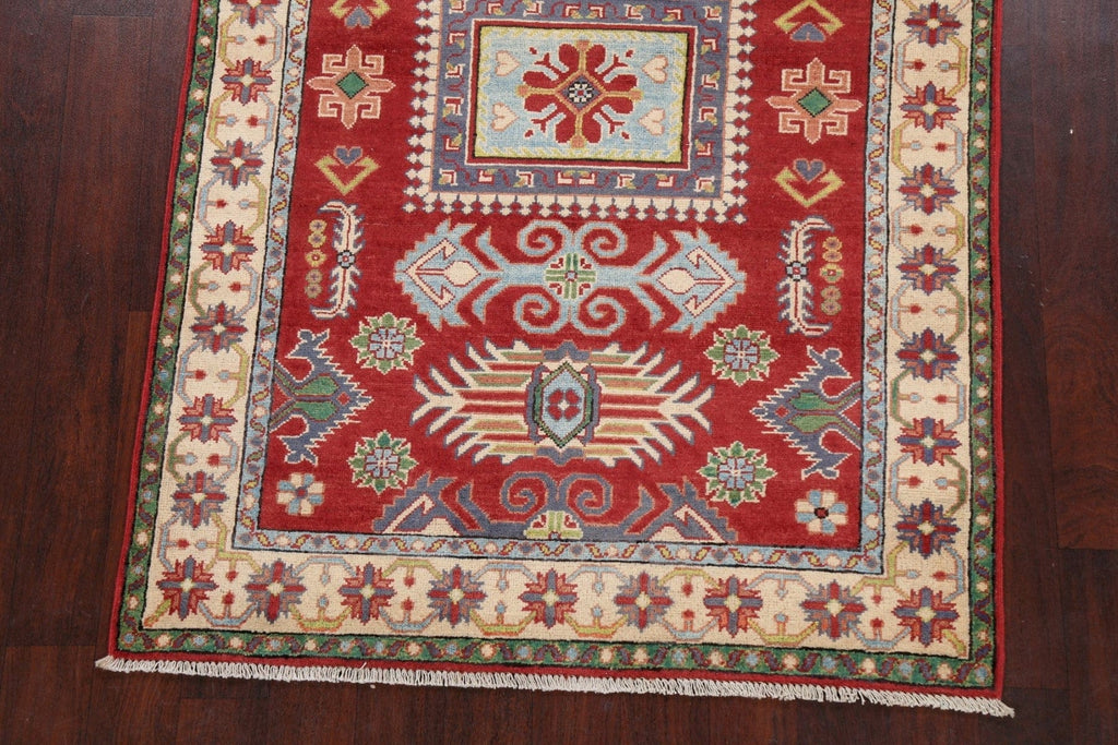 Vegetable Dye Geometric Kazak Oriental Area Rug 4x6