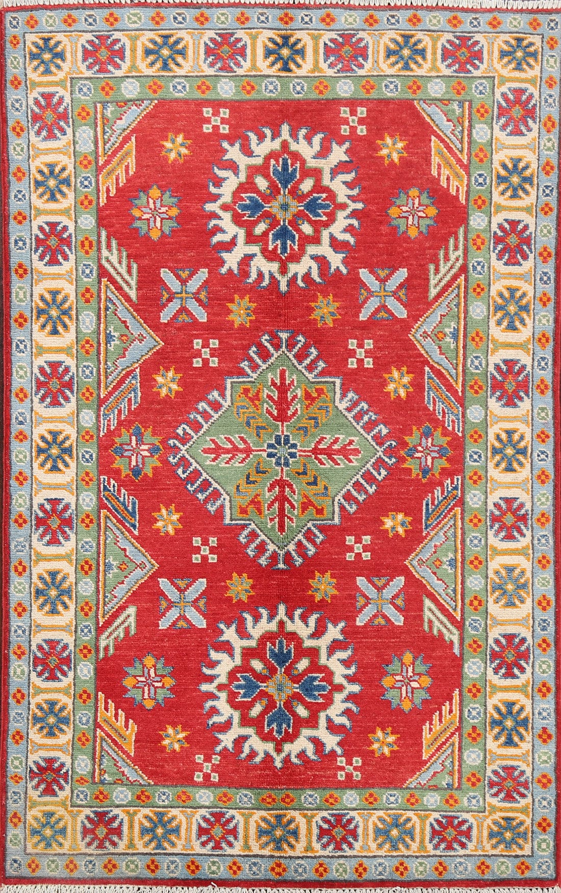 Geometric Kazak Oriental Area Rug 3x5