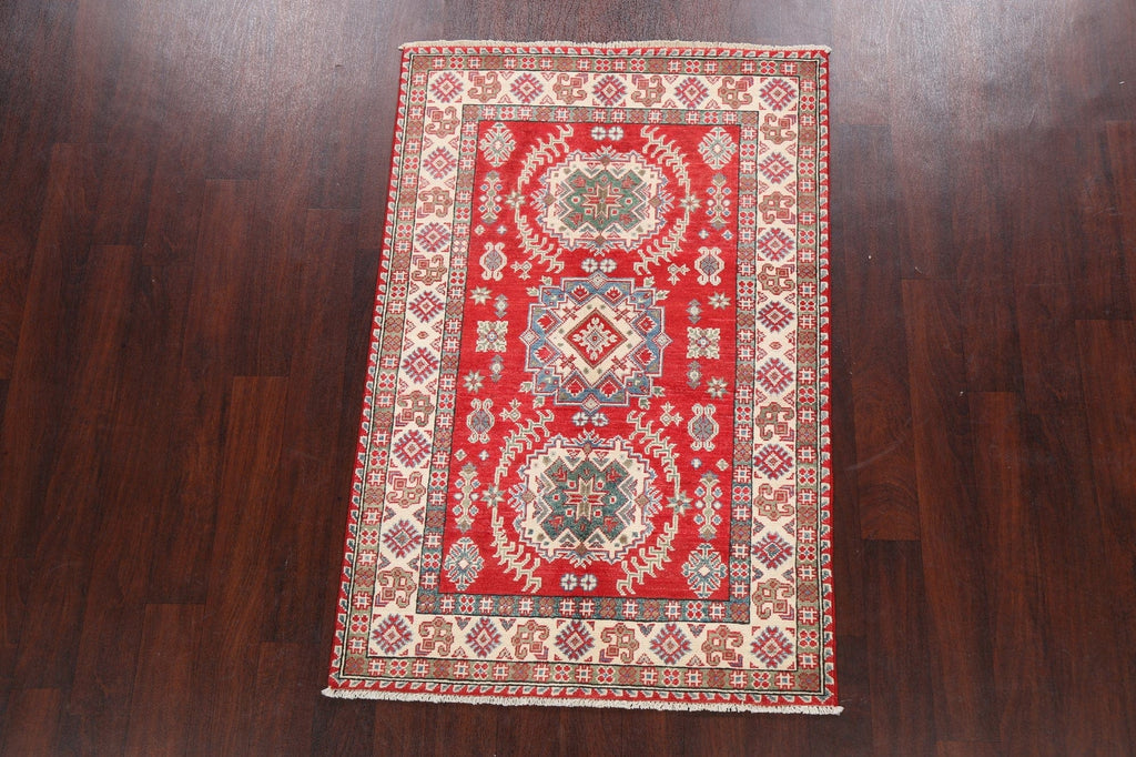 Geometric Red Kazak Oriental Area Rug 3x5