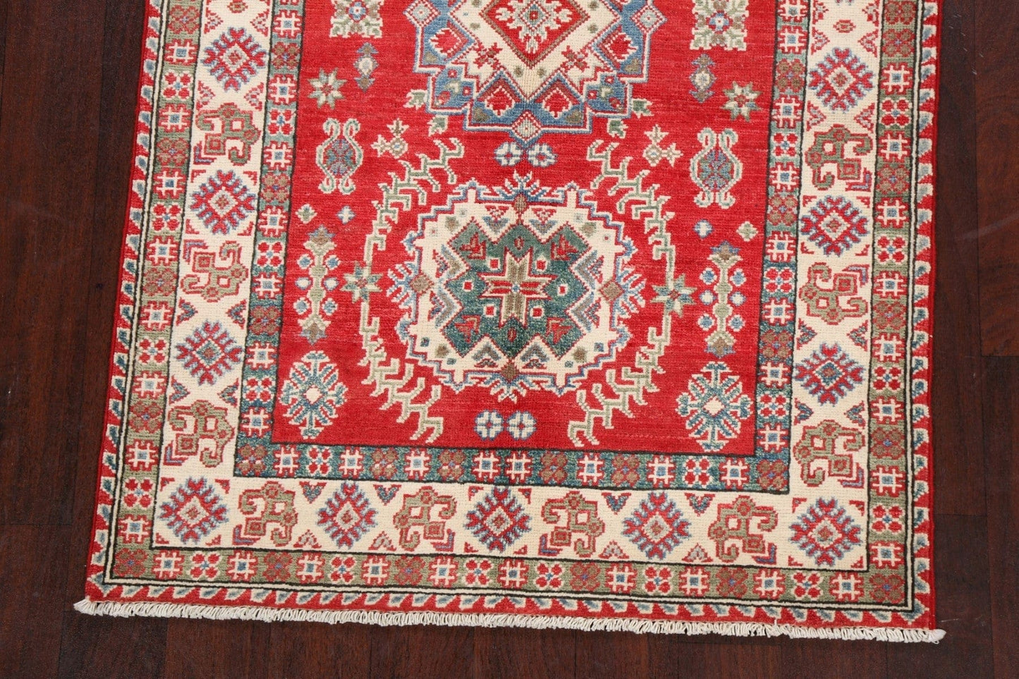 Geometric Red Kazak Oriental Area Rug 3x5