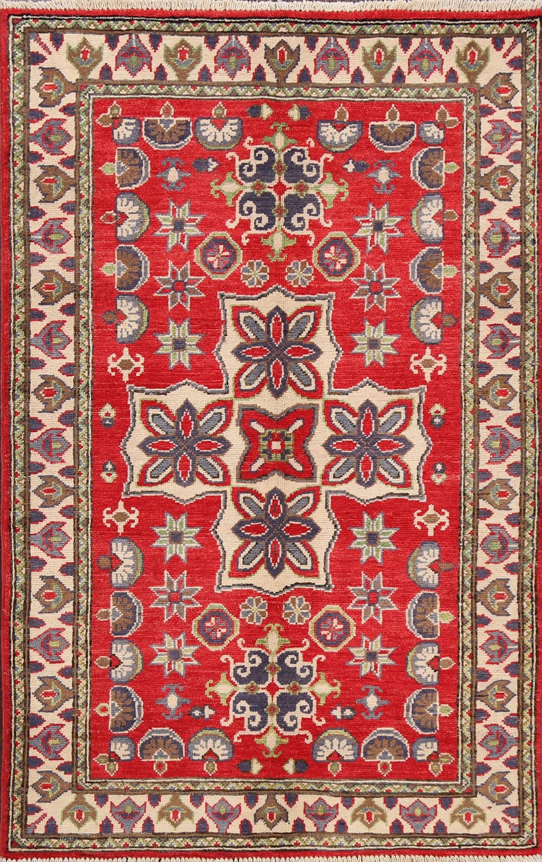 Geometric Kazak Oriental Area Rug 3x5