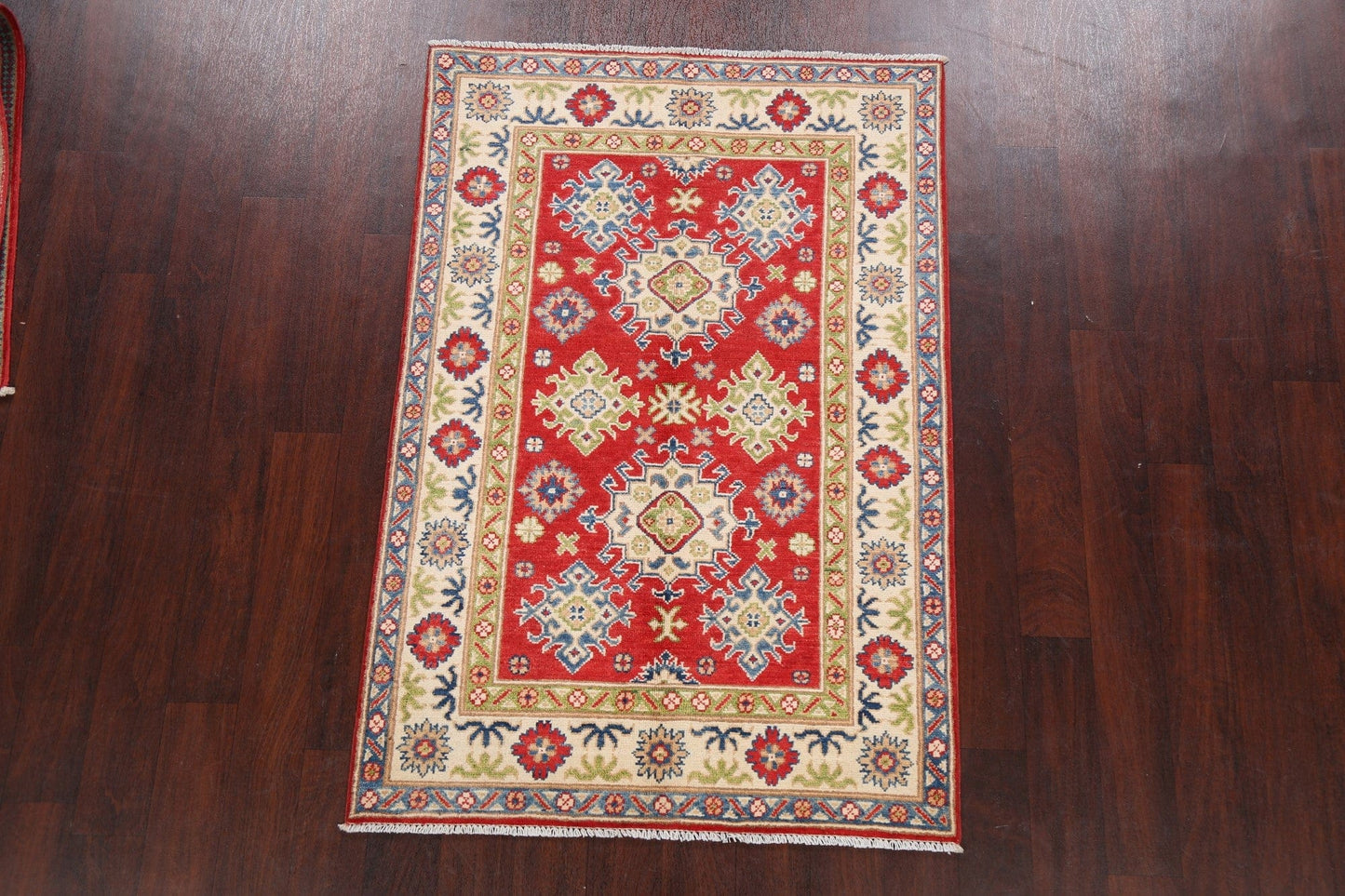 Geometric Red Kazak Oriental Area Rug 3x5