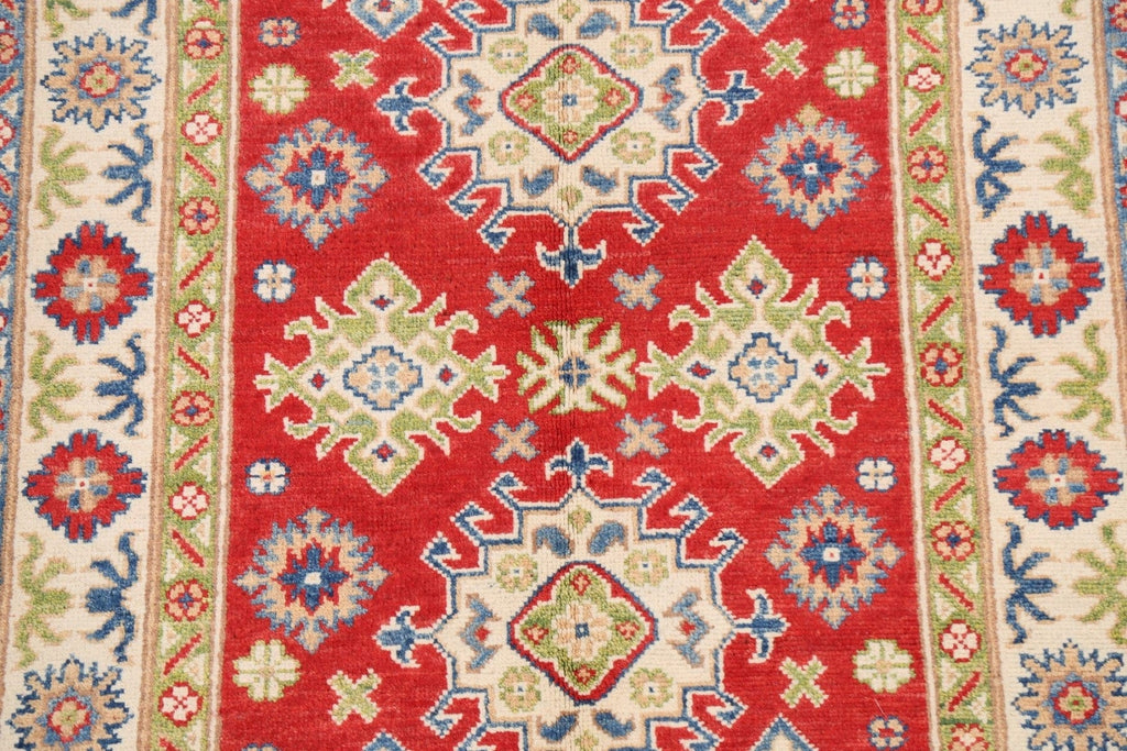 Geometric Red Kazak Oriental Area Rug 3x5