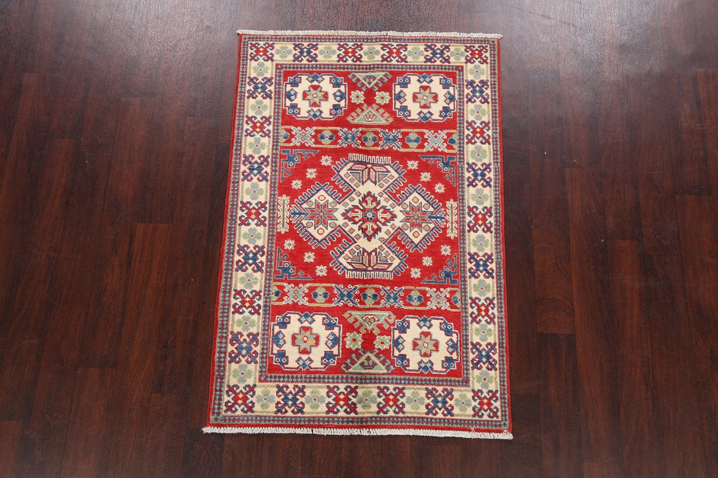 Geometric Red Kazak Oriental Area Rug 3x5