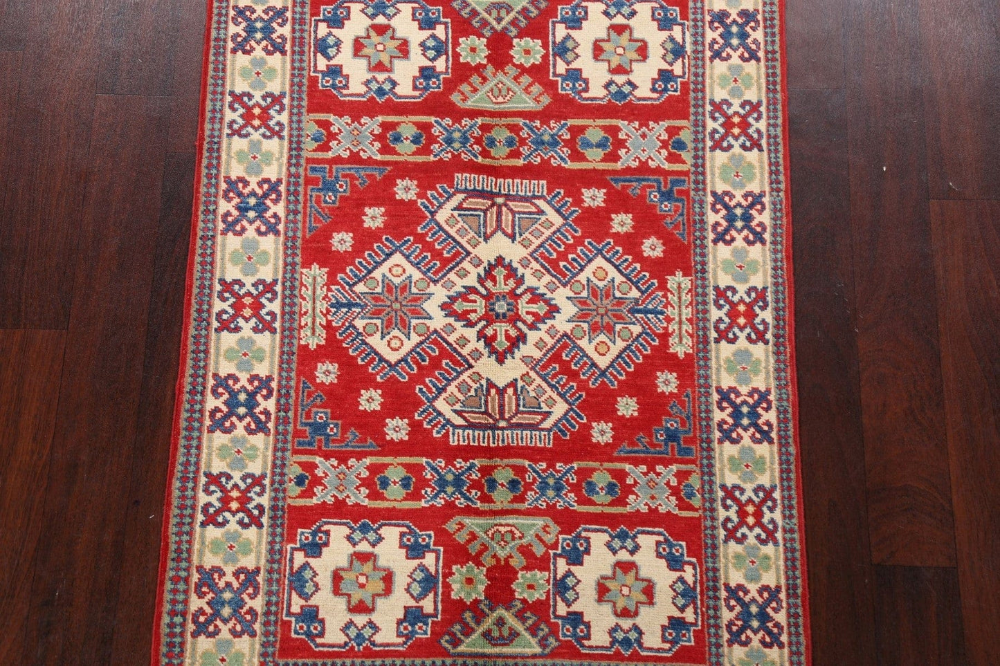 Geometric Red Kazak Oriental Area Rug 3x5