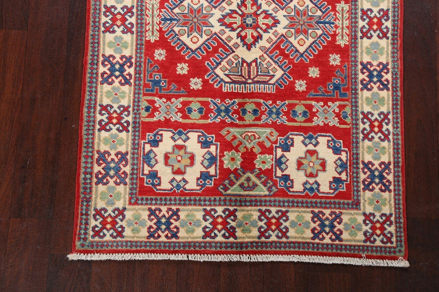 Geometric Red Kazak Oriental Area Rug 3x5