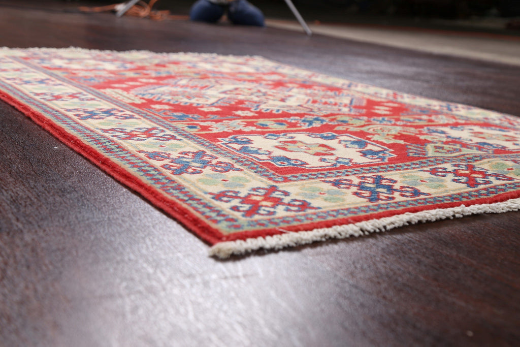 Geometric Red Kazak Oriental Area Rug 3x5