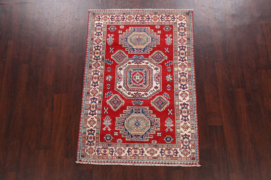 Geometric Red Kazak Oriental Area Rug 3x5