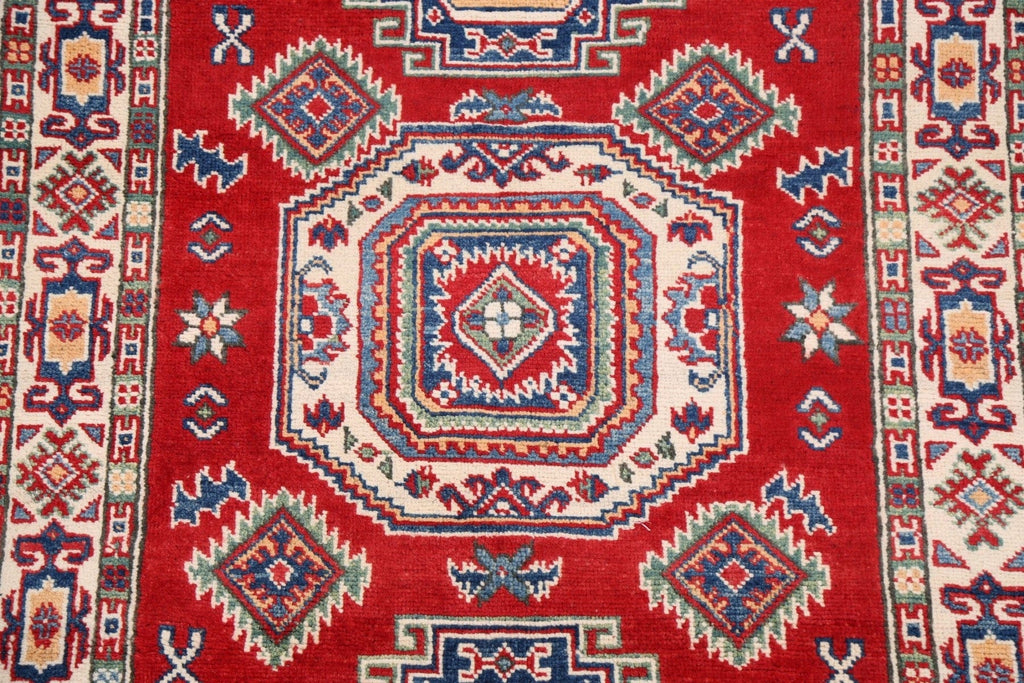 Geometric Red Kazak Oriental Area Rug 3x5