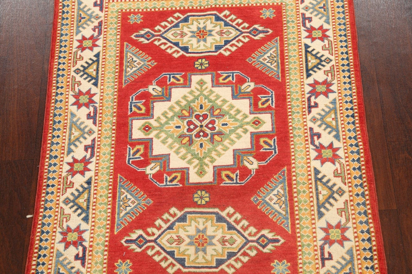 Geometric Kazak Oriental Area Rug 3x4