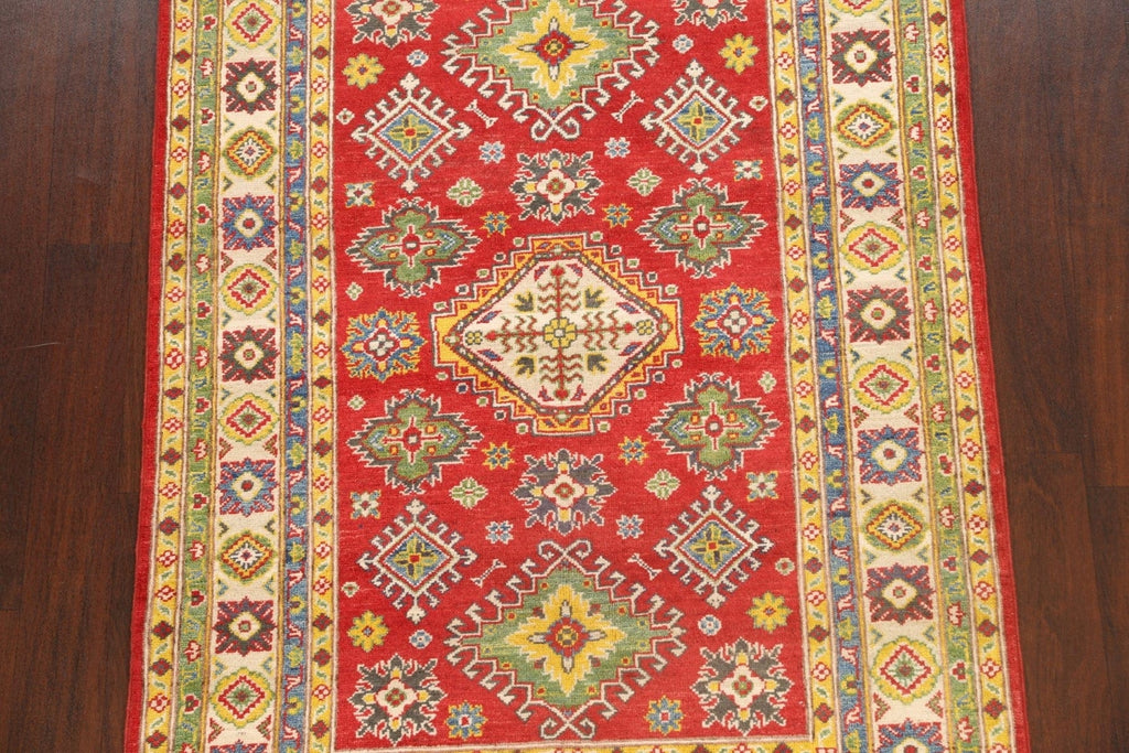 Geometric Red Kazak Oriental Area Rug 4x6