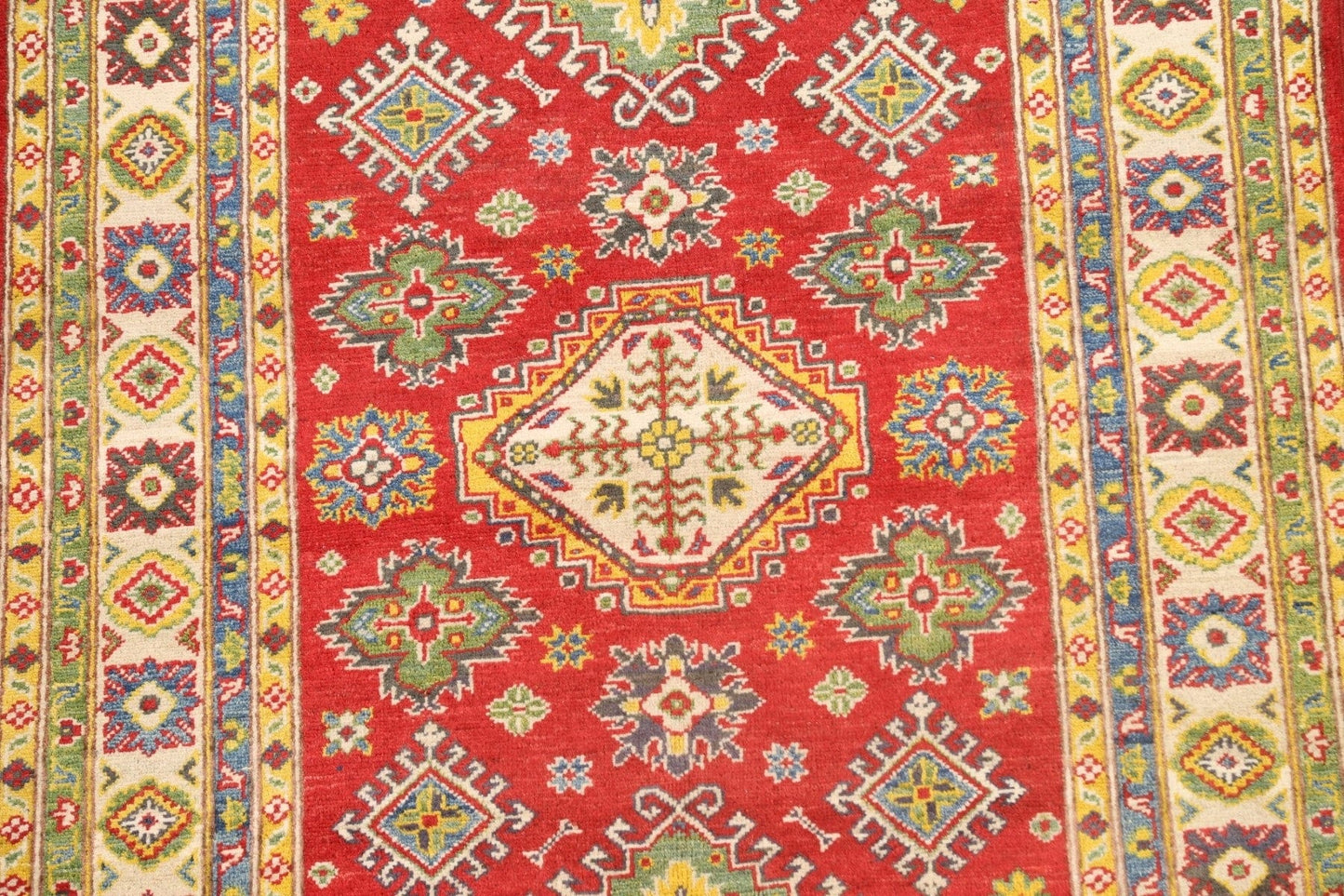 Geometric Red Kazak Oriental Area Rug 4x6