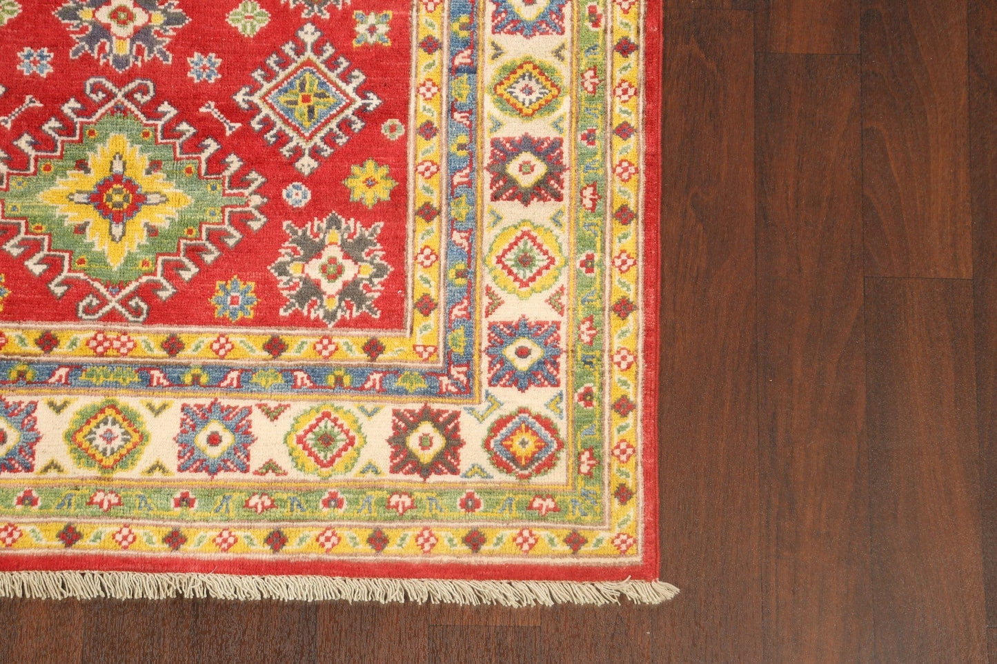 Geometric Red Kazak Oriental Area Rug 4x6