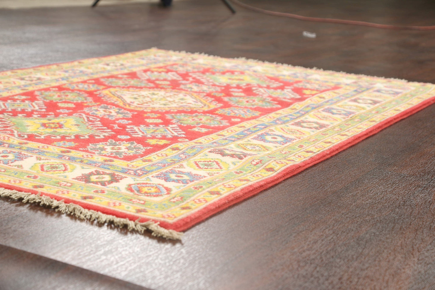 Geometric Red Kazak Oriental Area Rug 4x6