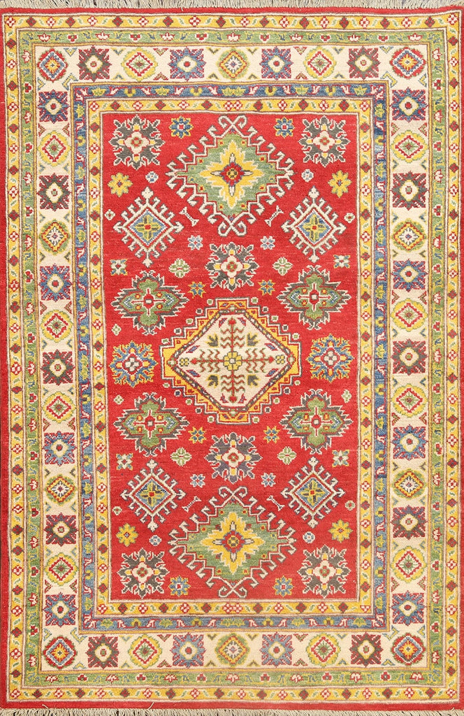 Geometric Red Kazak Oriental Area Rug 4x6