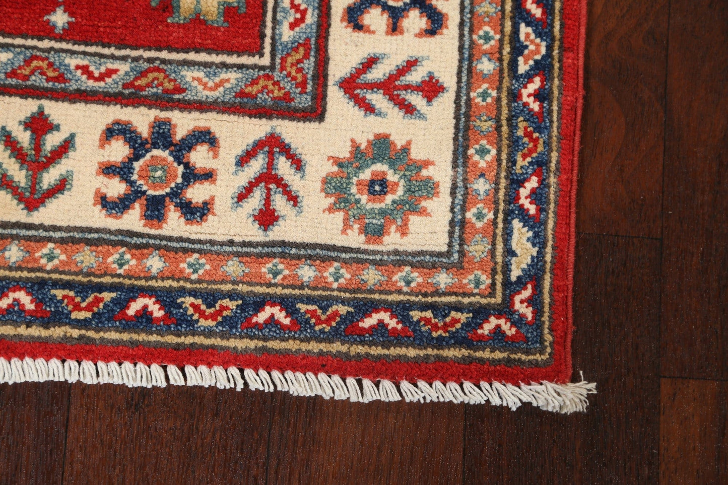 Geometric Red Kazak Oriental Runner Rug 3x13