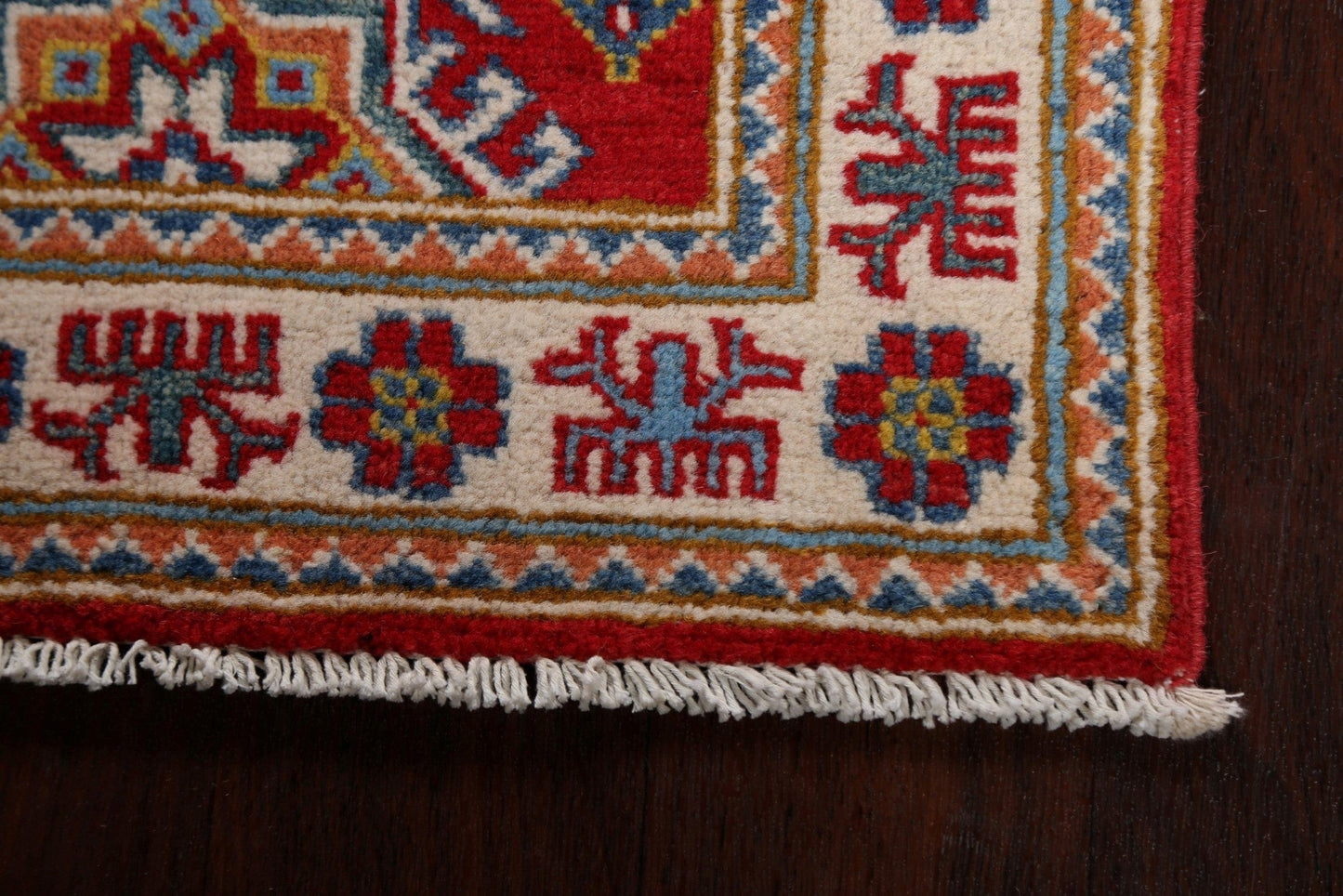 Geometric Red Kazak Oriental Runner Rug 2x5