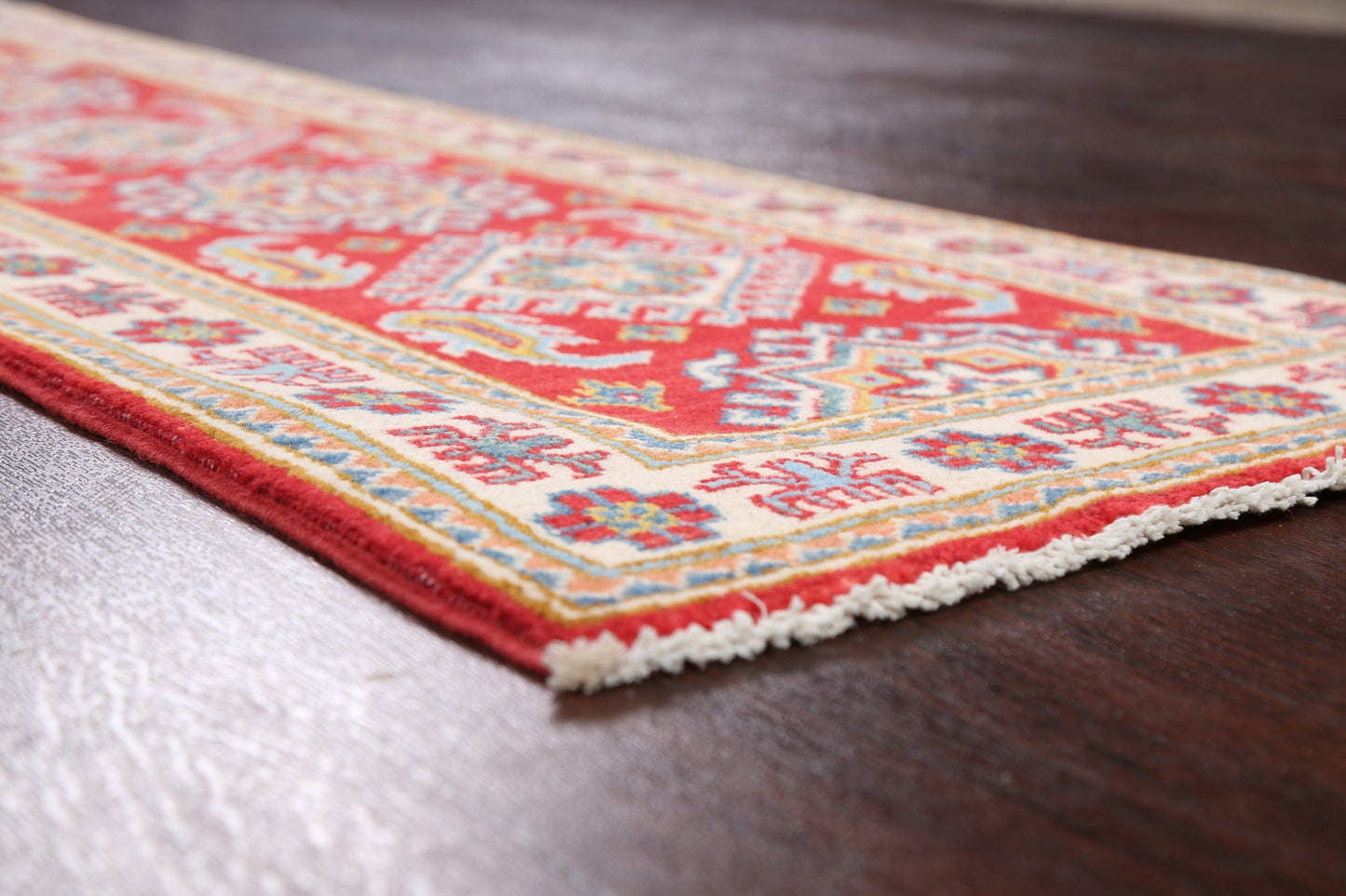 Geometric Red Kazak Oriental Runner Rug 2x5