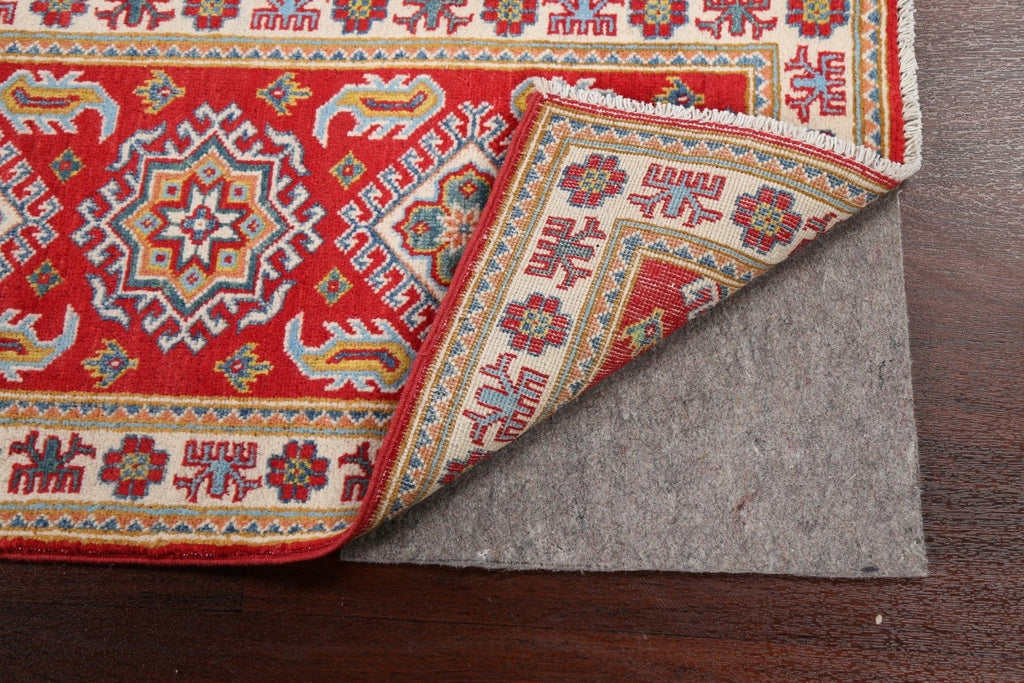 Geometric Red Kazak Oriental Runner Rug 2x5