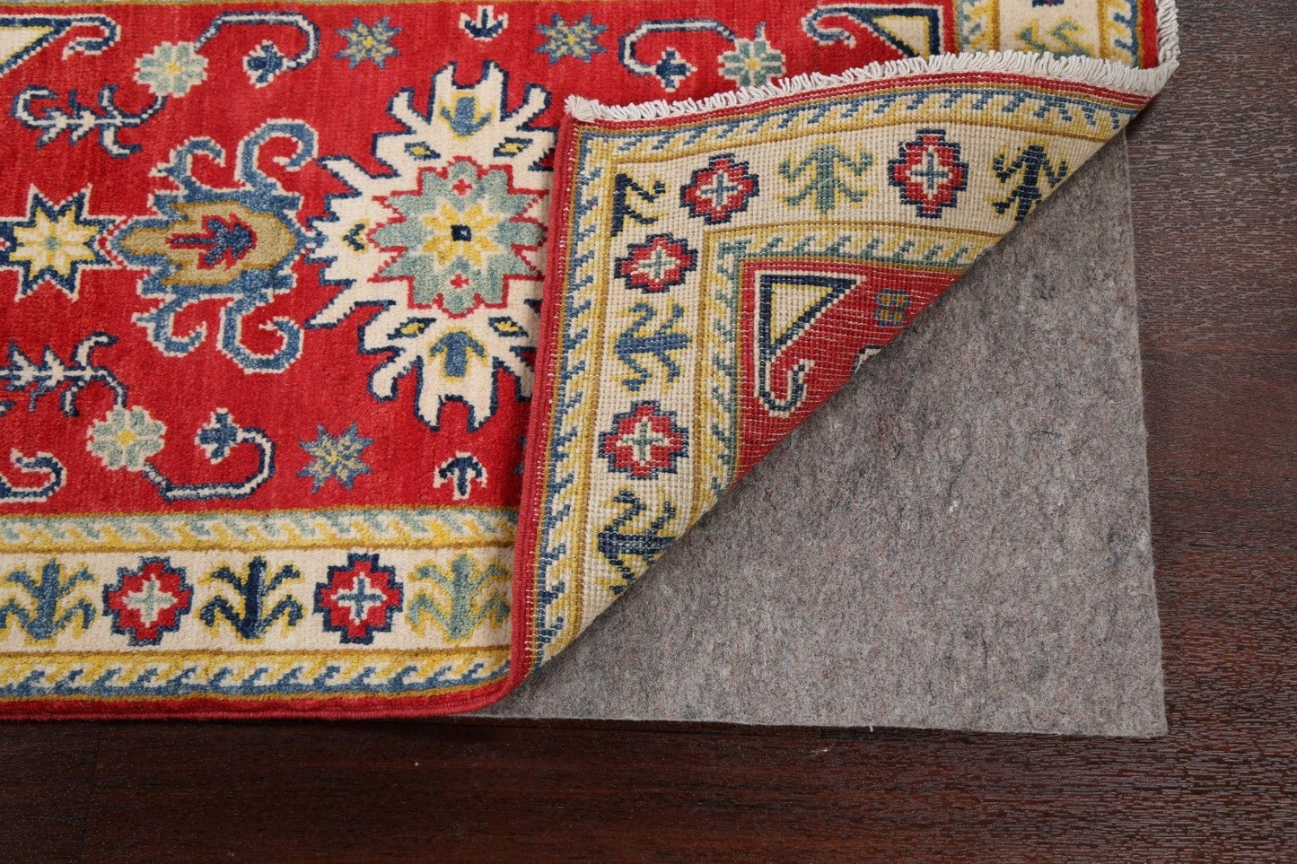 Geometric Red Kazak Oriental Runner Rug 2x6