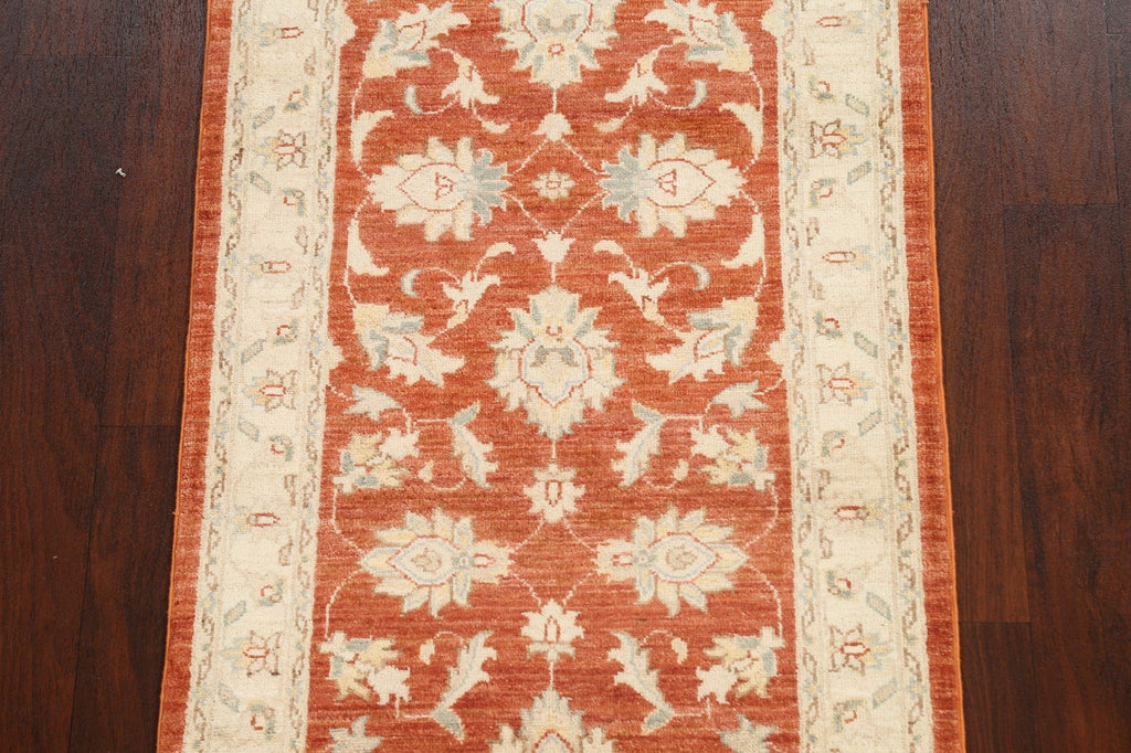 Vegetable Dye Floral Peshawar Chobi Oriental Runner Rug 3x10