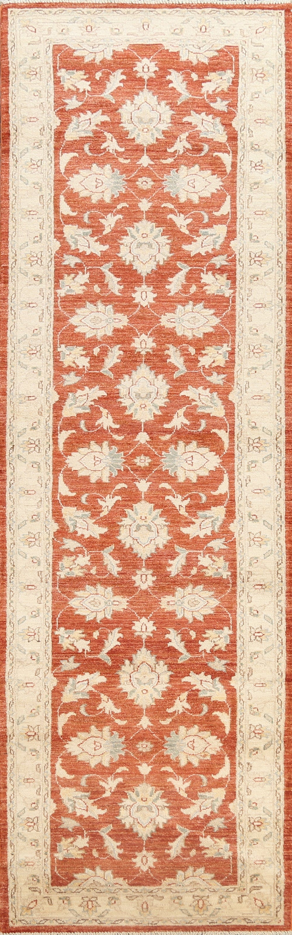 Vegetable Dye Floral Peshawar Chobi Oriental Runner Rug 3x10