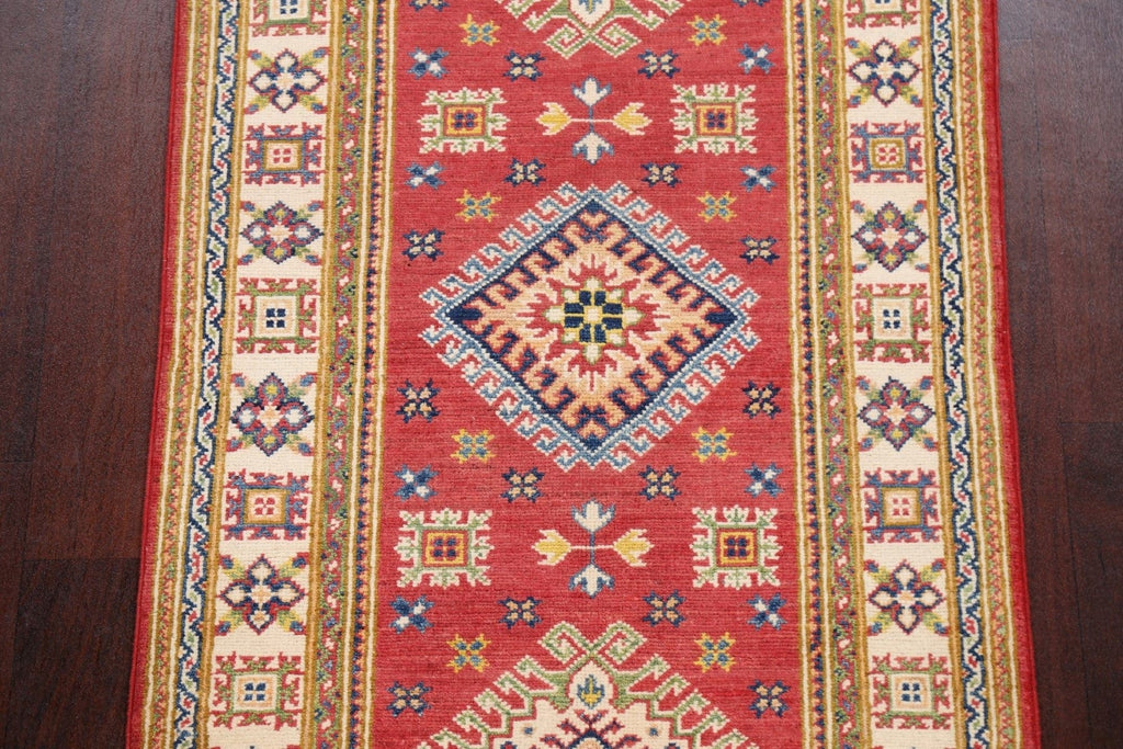 Geometric Kazak Oriental Runner Rug 3x8