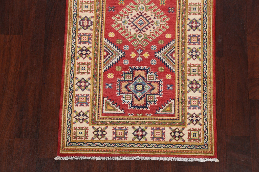 Geometric Kazak Oriental Runner Rug 3x8