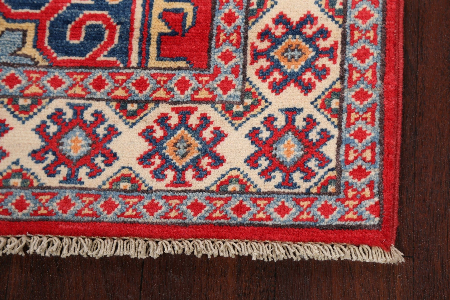 Geometric Red Kazak Oriental Runner Rug 3x10