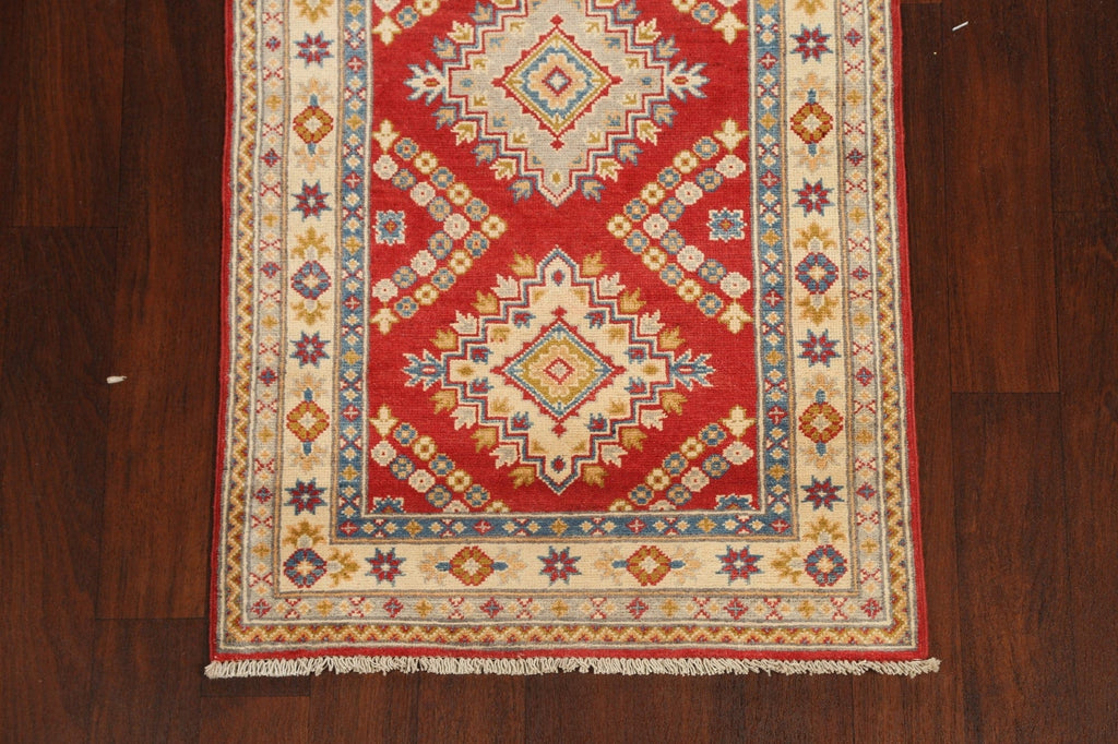 Geometric Kazak Oriental Runner Rug 3x9