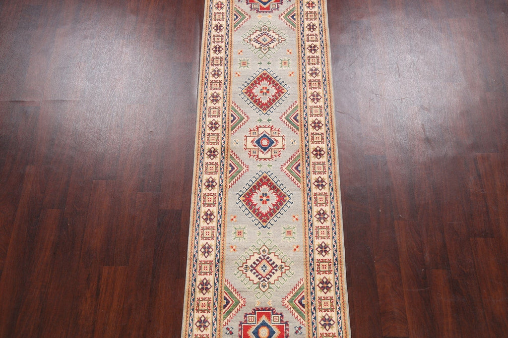 Geometric Kazak Oriental Runner Rug 3x10